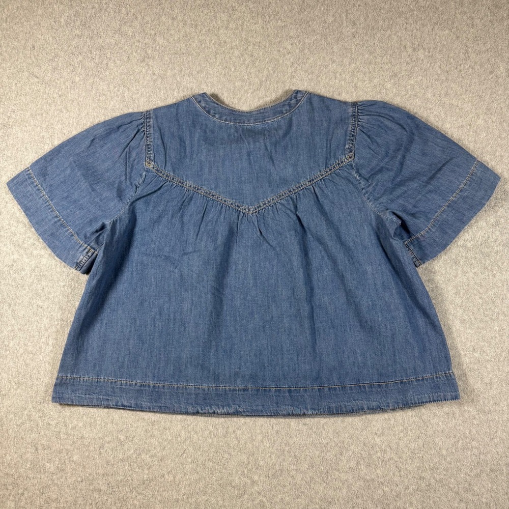 NWT Treasure & Bond Womens Shirred Short Sleeve Chambray Top Size M - Picture 4 of 10